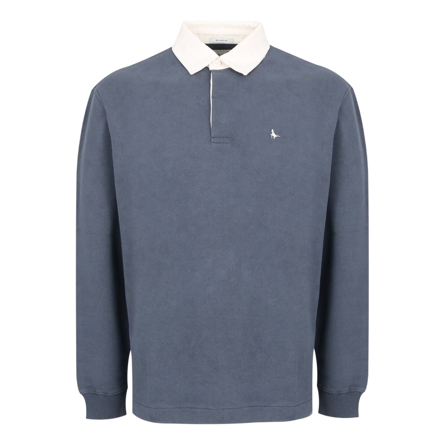 Indigo - Front - Jack Wills Mens Jersey Collared Relaxed Fit Long-Sleeved Rugby Shirt