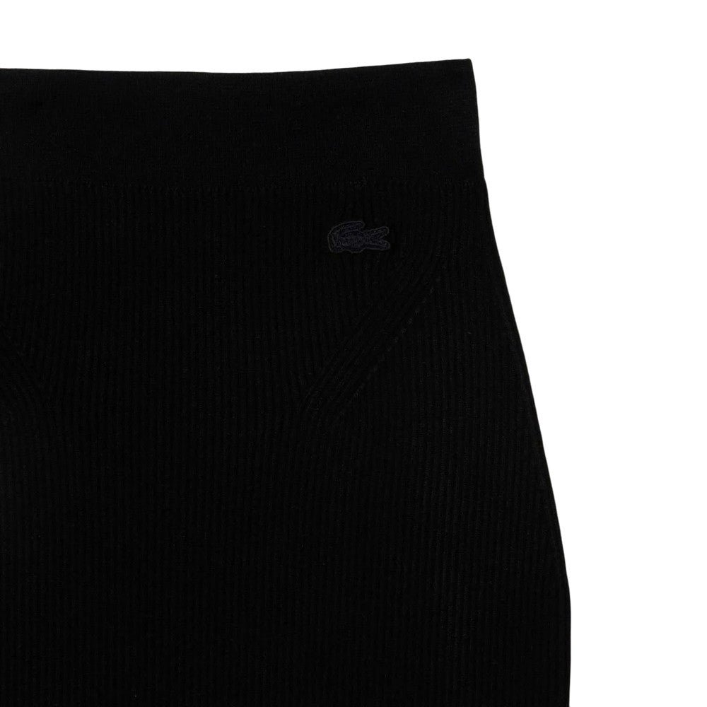 Black - Side - Lacoste Womens-Ladies Knitted Seamless Pencil Skirt