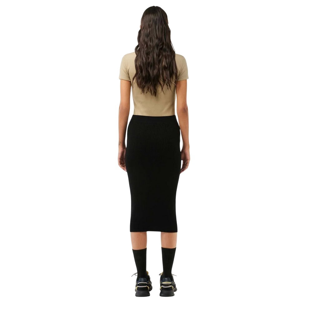 Black - Back - Lacoste Womens-Ladies Knitted Seamless Pencil Skirt