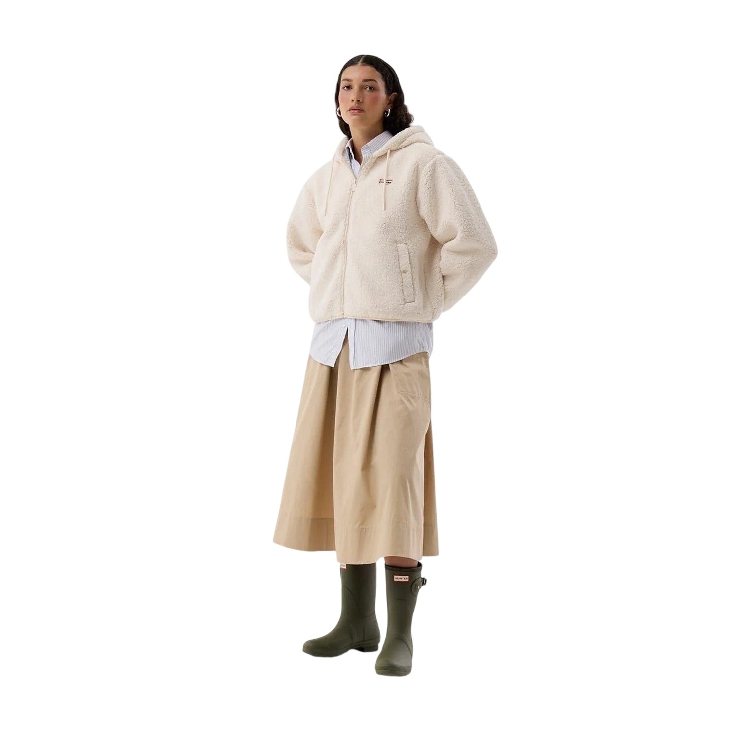 Antique White - Lifestyle - Hunter Womens-Ladies Hooded Jacket