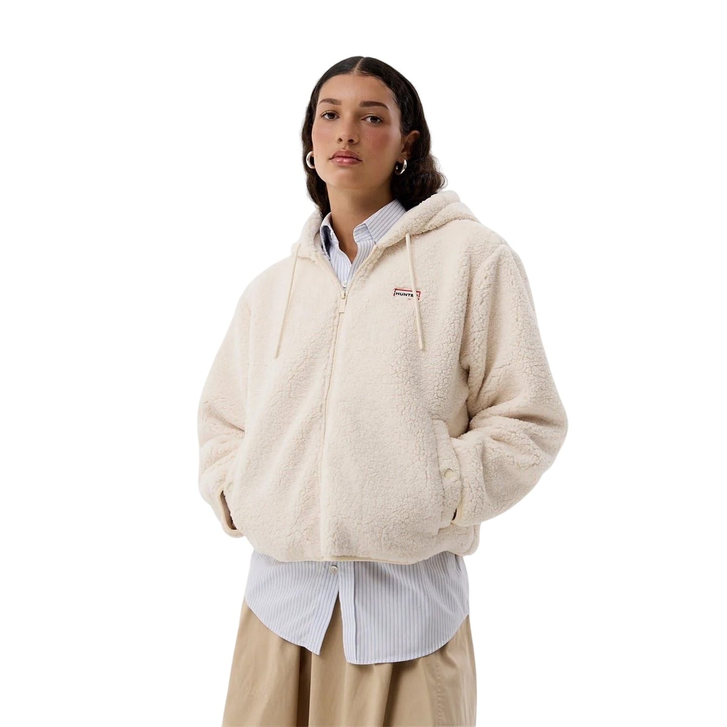 Antique White - Front - Hunter Womens-Ladies Hooded Jacket