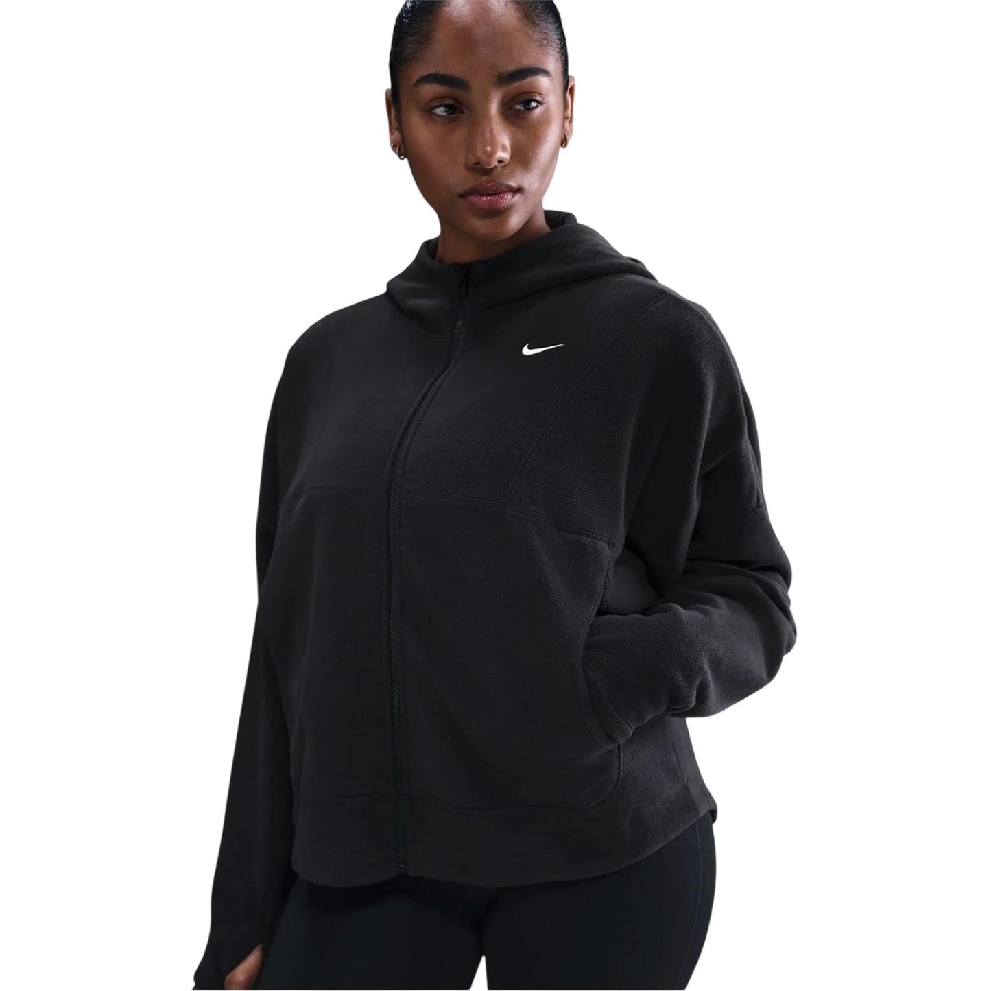 Black - Front - Nike Womens-Ladies Relaxed Fit Hooded Jacket