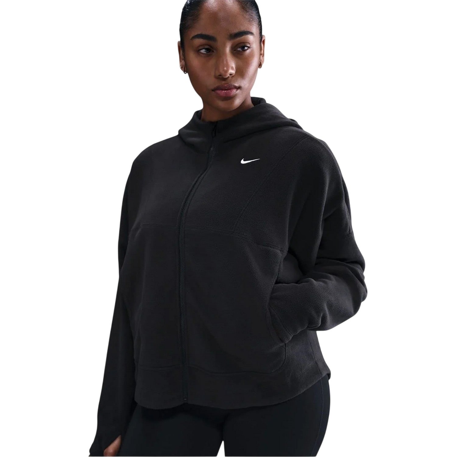 Black - Front - Nike Womens-Ladies Relaxed Fit Hooded Jacket