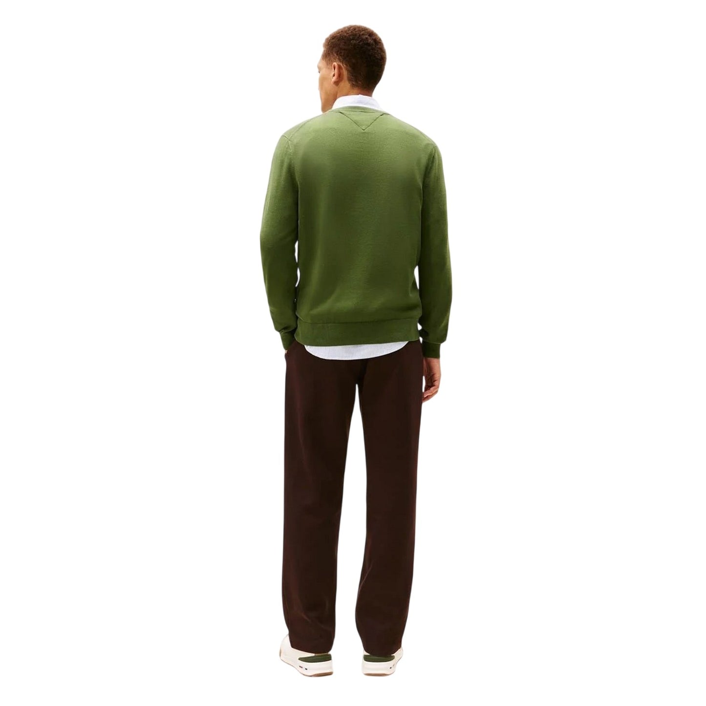 Mountain Green - Back - Tommy Hilfiger Mens Cotton Crew Neck Jumper