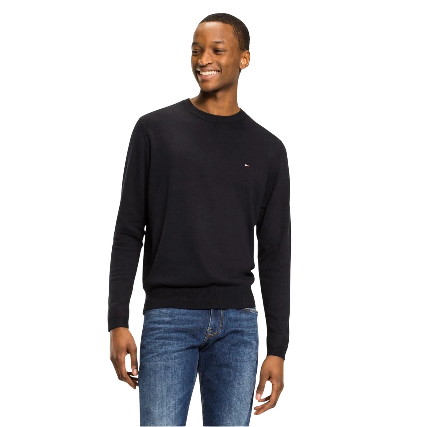 Desert Sky - Side - Tommy Hilfiger Mens Cotton Crew Neck Jumper
