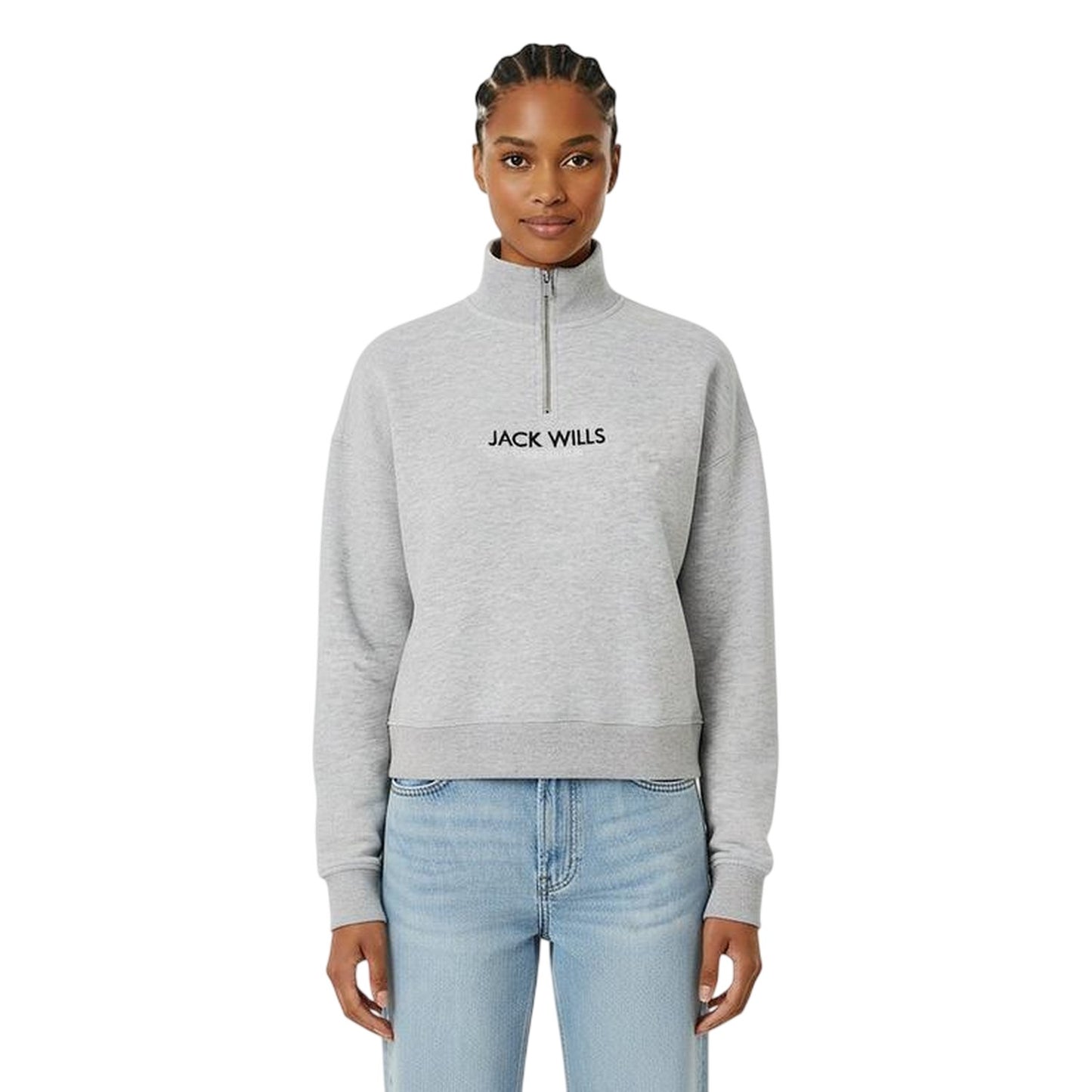 Grey Marl - Side - Jack Wills Womens-Ladies Honeylane Half Zip Sweatshirt