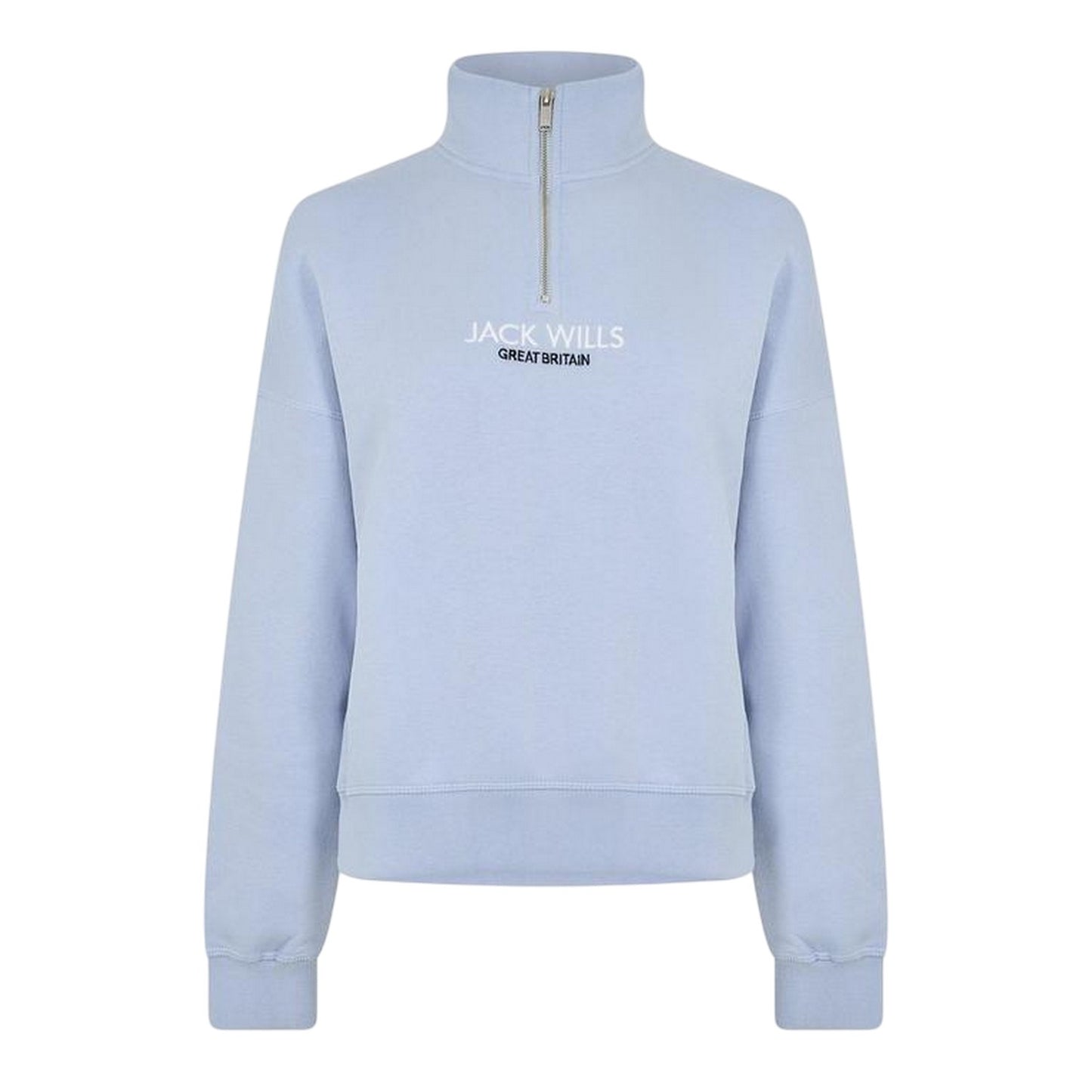 Soft Blue - Front - Jack Wills Womens-Ladies Honeylane Half Zip Sweatshirt