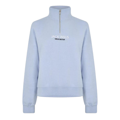 Soft Blue - Front - Jack Wills Womens-Ladies Honeylane Half Zip Sweatshirt