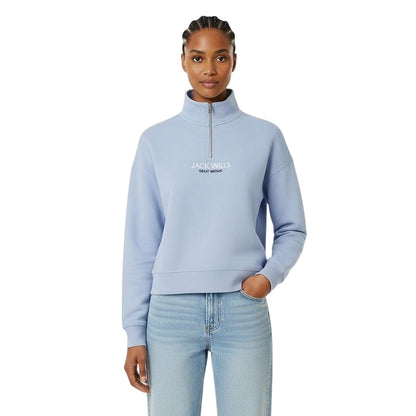 Soft Blue - Side - Jack Wills Womens-Ladies Honeylane Half Zip Sweatshirt