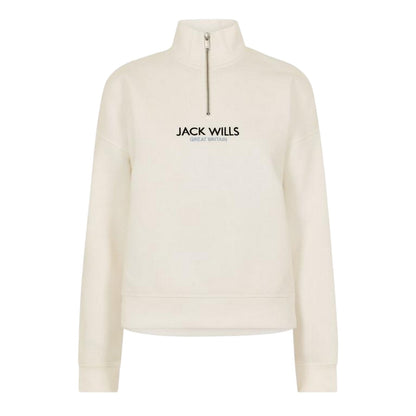 Vintage White - Front - Jack Wills Womens-Ladies Honeylane Half Zip Sweatshirt