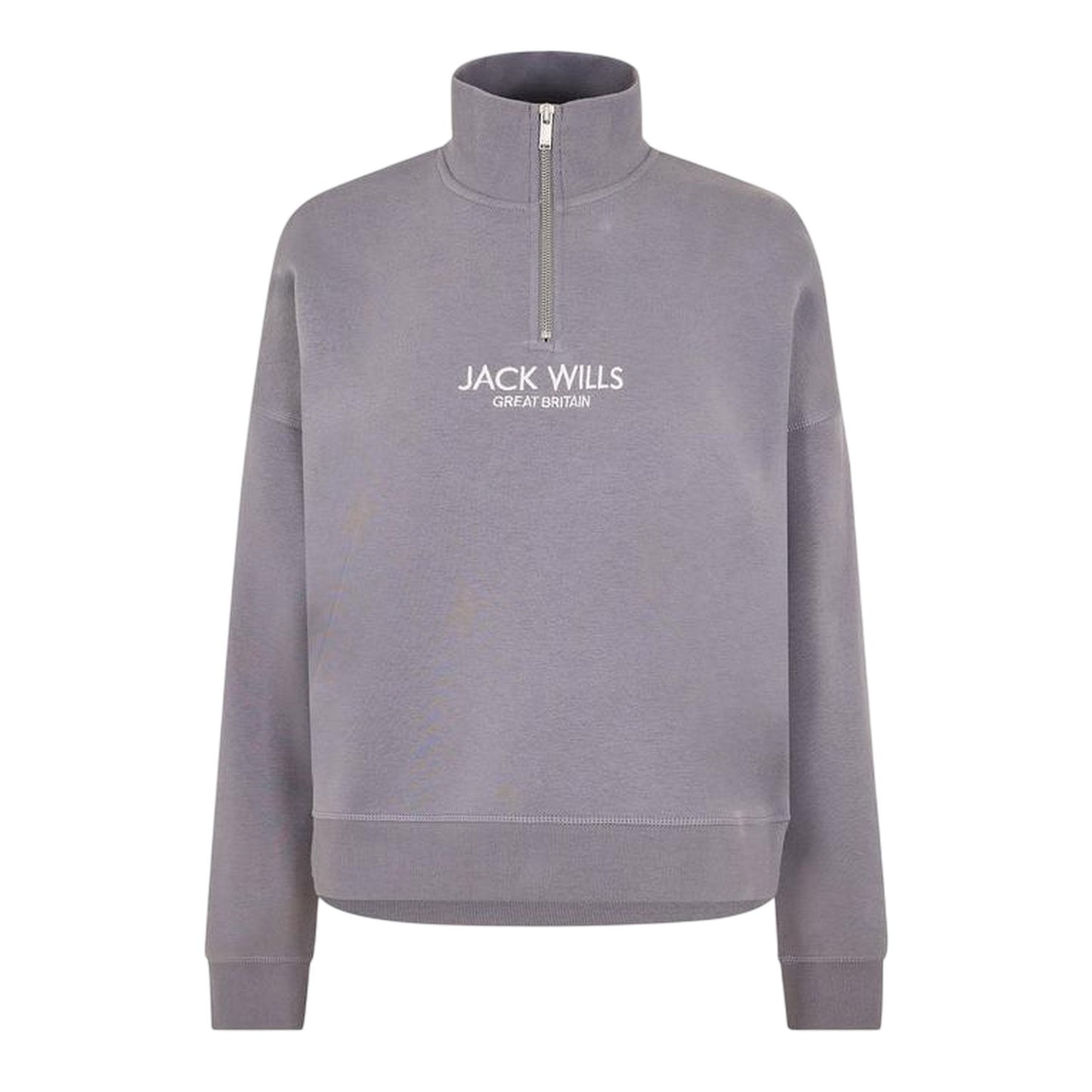 Dusky Blue - Front - Jack Wills Womens-Ladies Honeylane Half Zip Sweatshirt