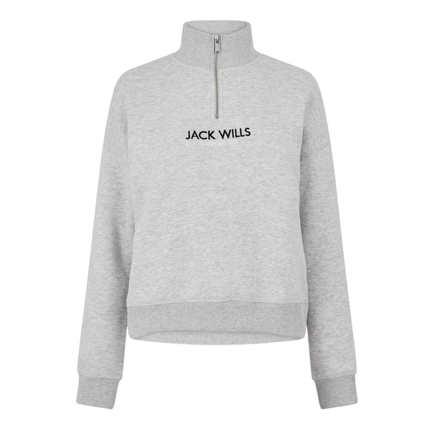 Grey Marl - Front - Jack Wills Womens-Ladies Honeylane Half Zip Sweatshirt