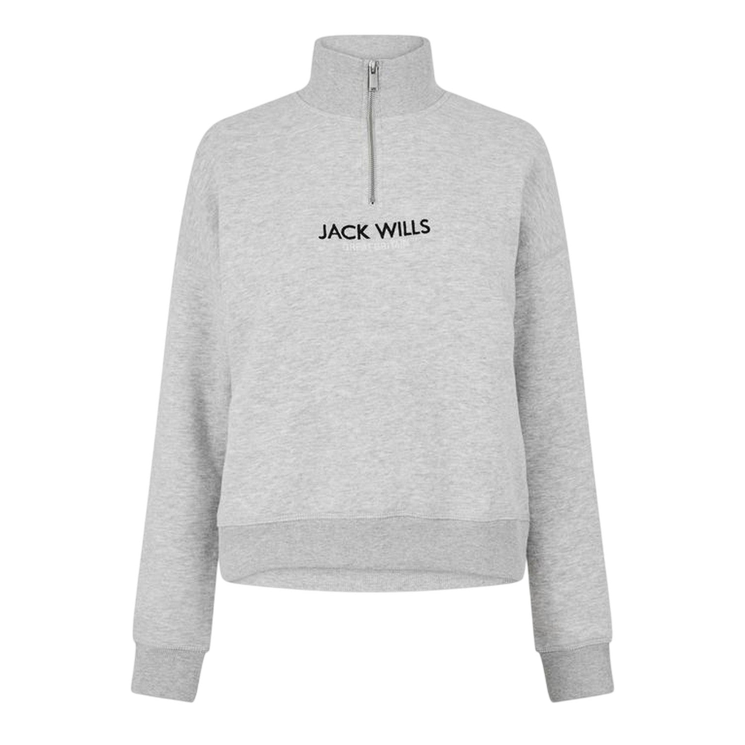 Grey Marl - Front - Jack Wills Womens-Ladies Honeylane Half Zip Sweatshirt