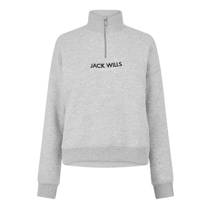 Grey Marl - Front - Jack Wills Womens-Ladies Honeylane Half Zip Sweatshirt
