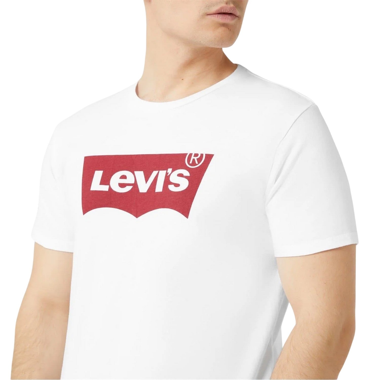 White-Red - Side - Levis Mens Batwing Logo T-Shirt