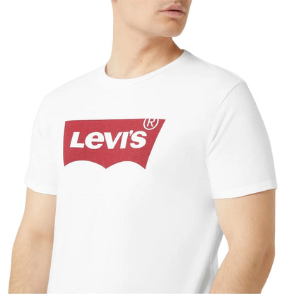 White-Red - Side - Levis Mens Batwing Logo T-Shirt