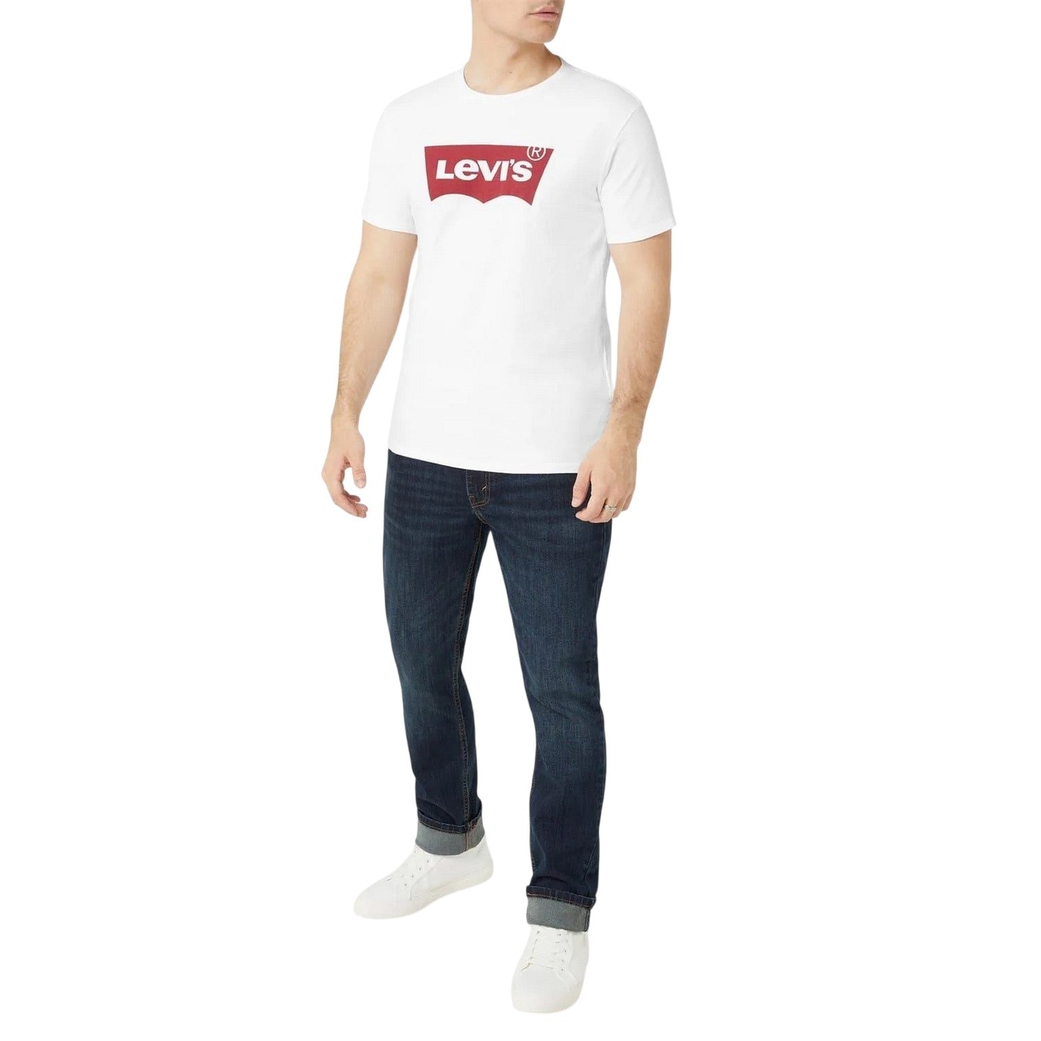 White-Red - Lifestyle - Levis Mens Batwing Logo T-Shirt