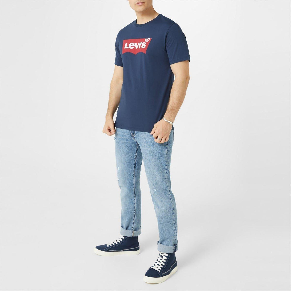 Navy - Back - Levis Mens Batwing Logo T-Shirt