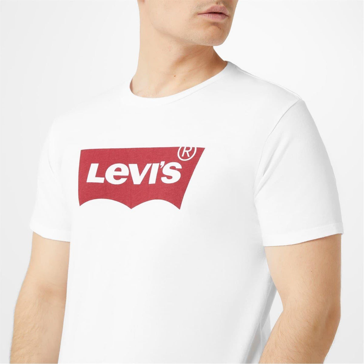 White - Lifestyle - Levis Mens Batwing Logo T-Shirt