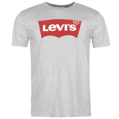 Grey-Red - Front - Levis Mens Batwing Logo T-Shirt