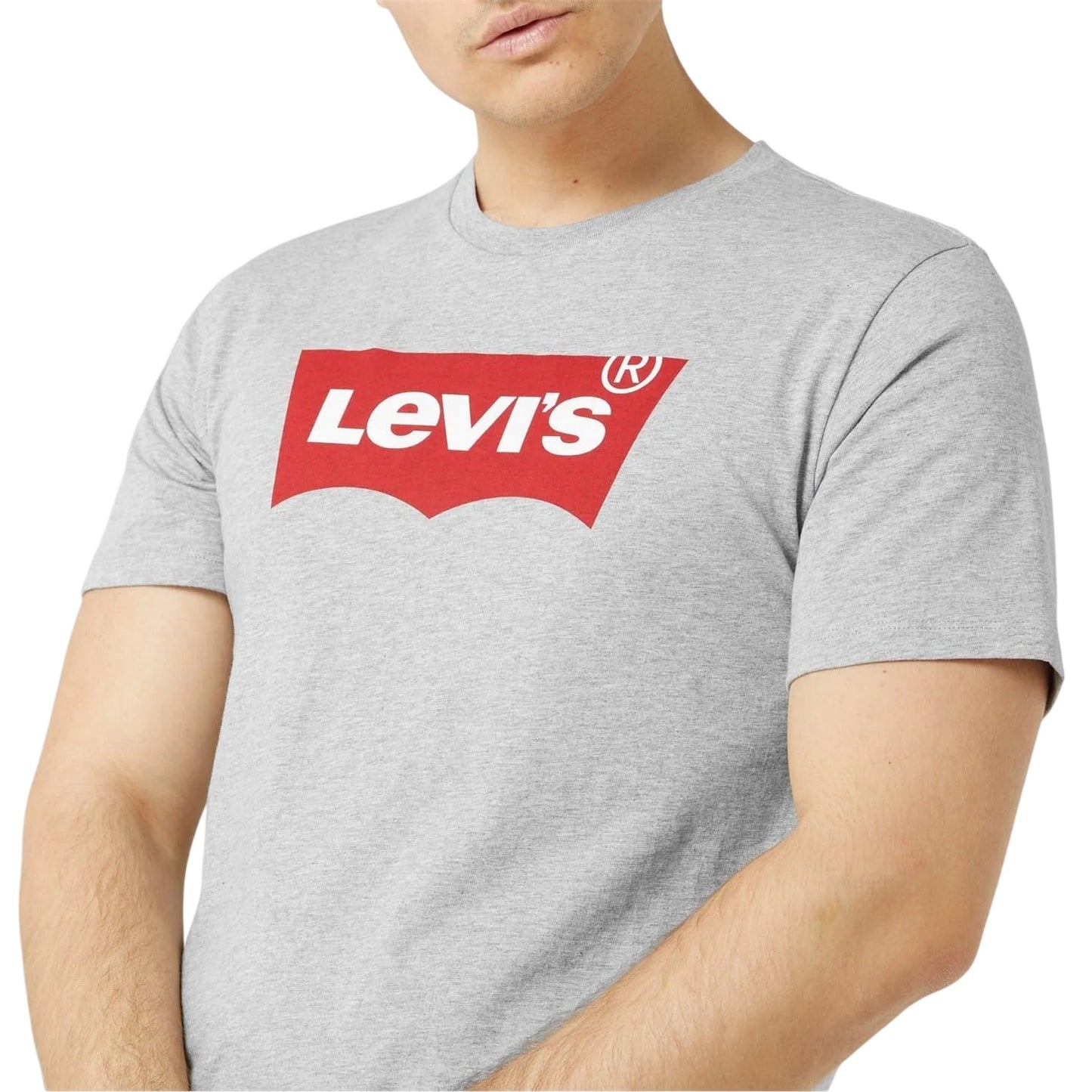 Grey-Red - Side - Levis Mens Batwing Logo T-Shirt