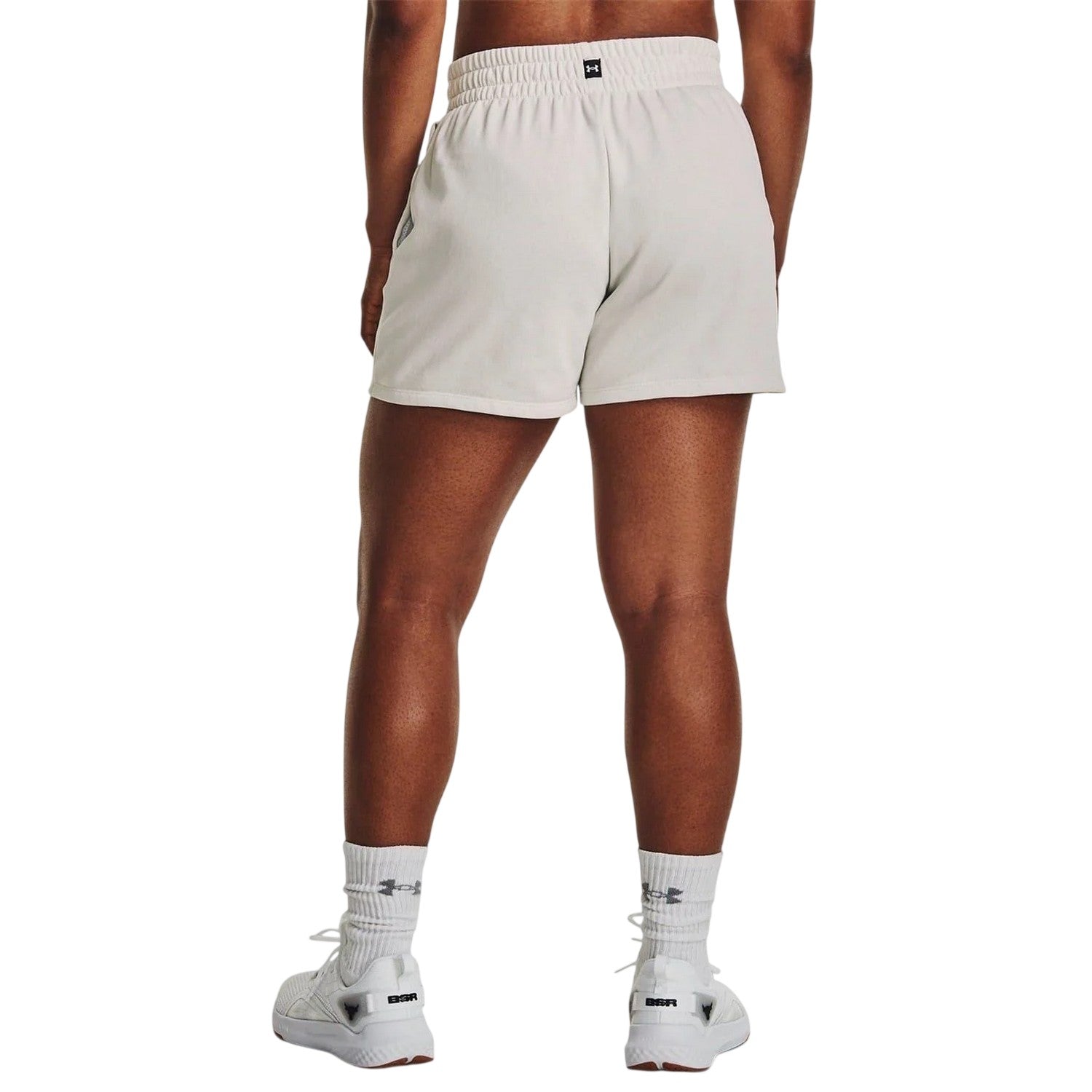 White - Back - Under Armour Womens-Ladies Project Rock Iron Paradise Shorts