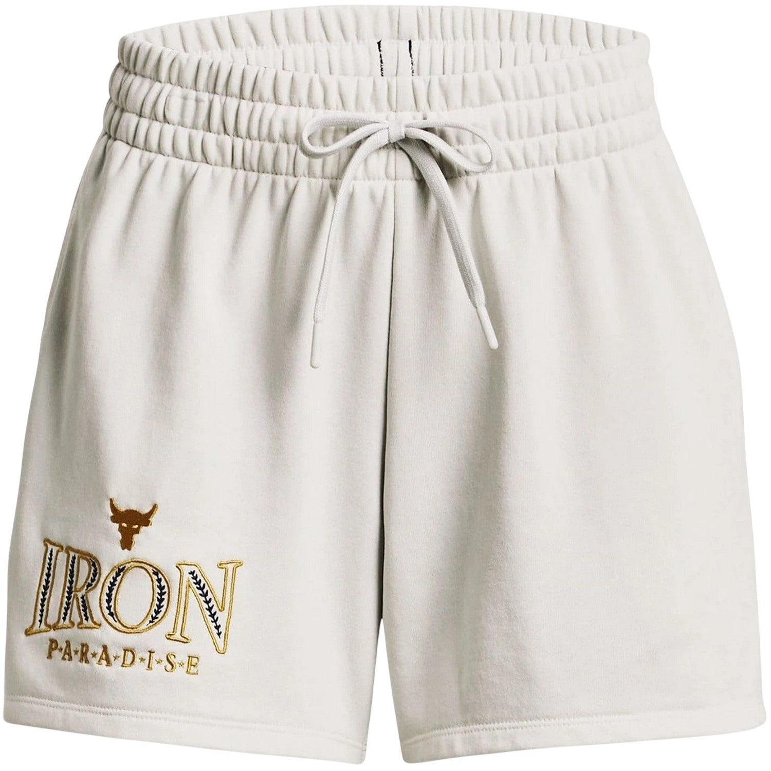 White - Front - Under Armour Womens-Ladies Project Rock Iron Paradise Shorts