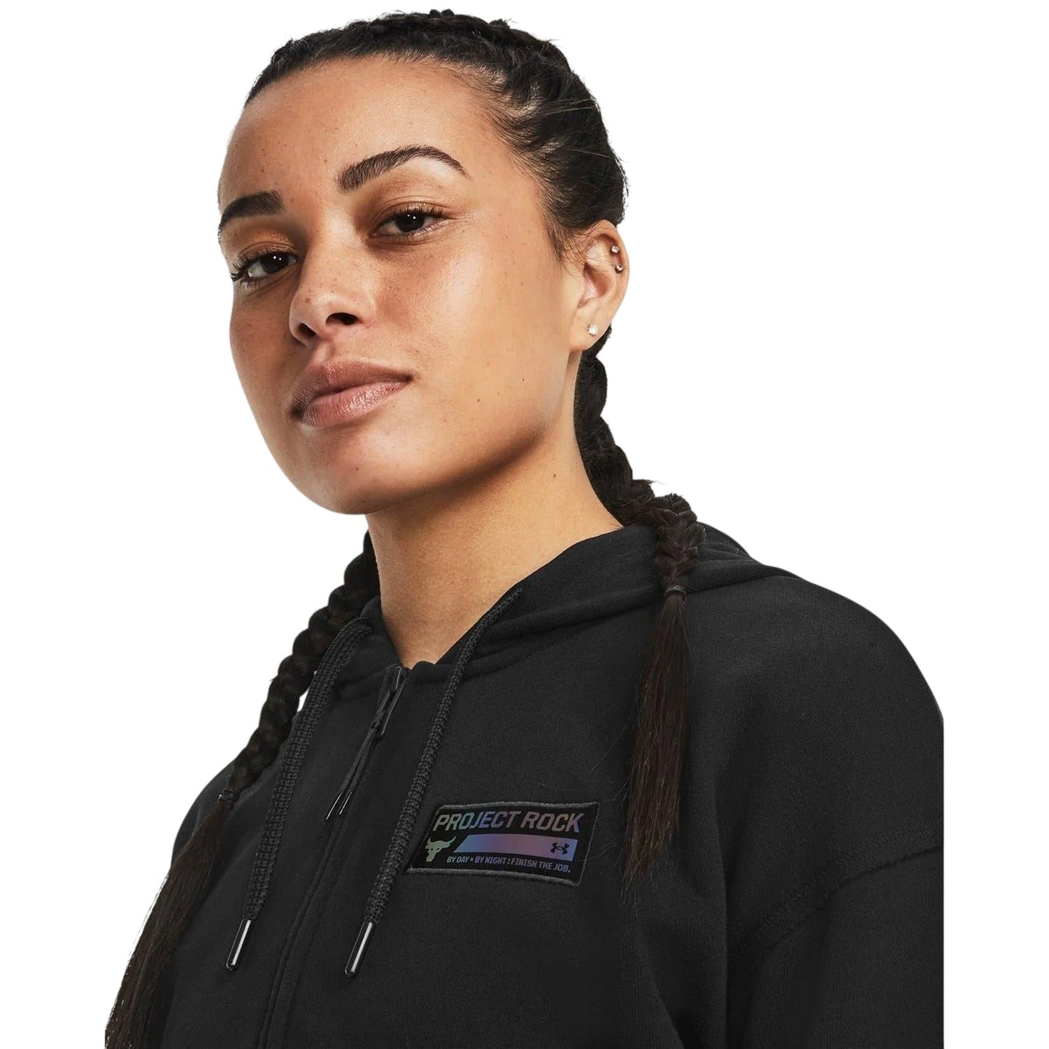 Black - Side - Under Armour Womens-Ladies Terry Full Zip Hoodie