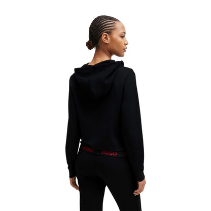Black - Back - Hugo Womens-Ladies Lettering Regular Hooded Jacket