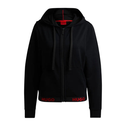 Black - Front - Hugo Womens-Ladies Lettering Regular Hooded Jacket