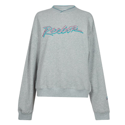 Light Grey Heather - Front - Reebok Womens-Ladies Crop Sweatshirt