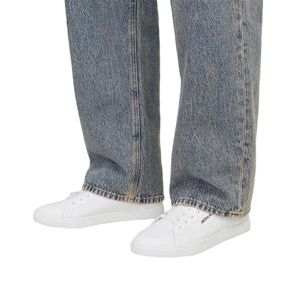 White-Navy - Close up - Jack And Jones Mens Bosley Canvas Trainers