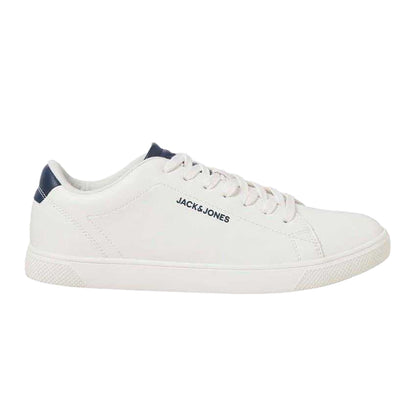 White-Navy - Front - Jack And Jones Mens Bosley Canvas Trainers