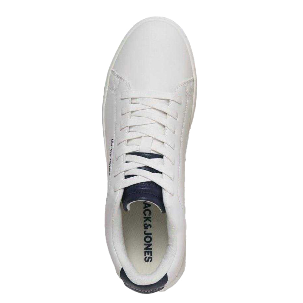 White-Navy - Side - Jack And Jones Mens Bosley Canvas Trainers