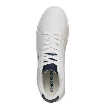 White-Navy - Side - Jack And Jones Mens Bosley Canvas Trainers