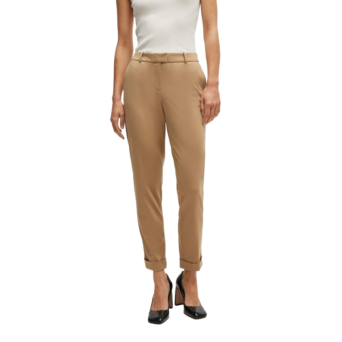 Black - Pack Shot - Boss Womens-Ladies Plain Straight Chinos