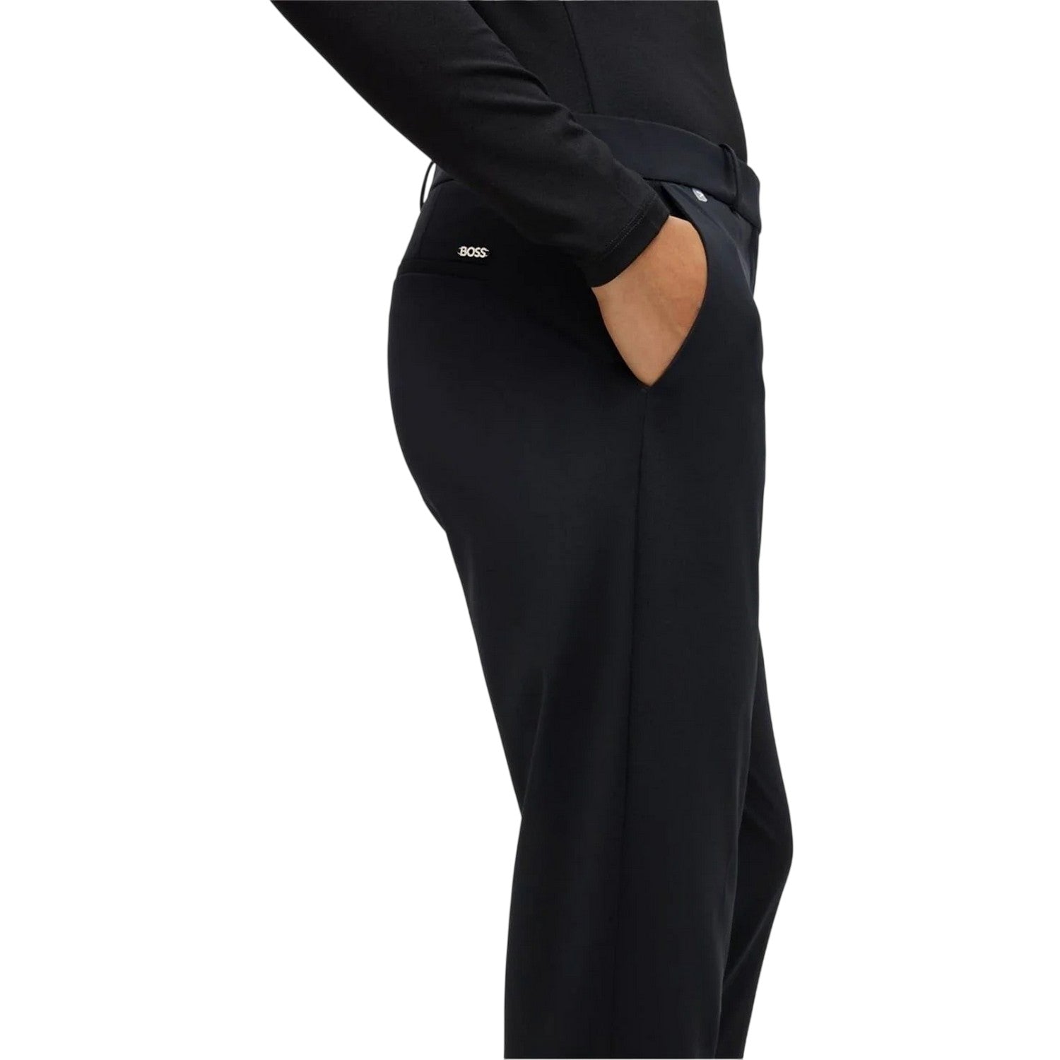 Black - Side - Boss Womens-Ladies Plain Straight Chinos
