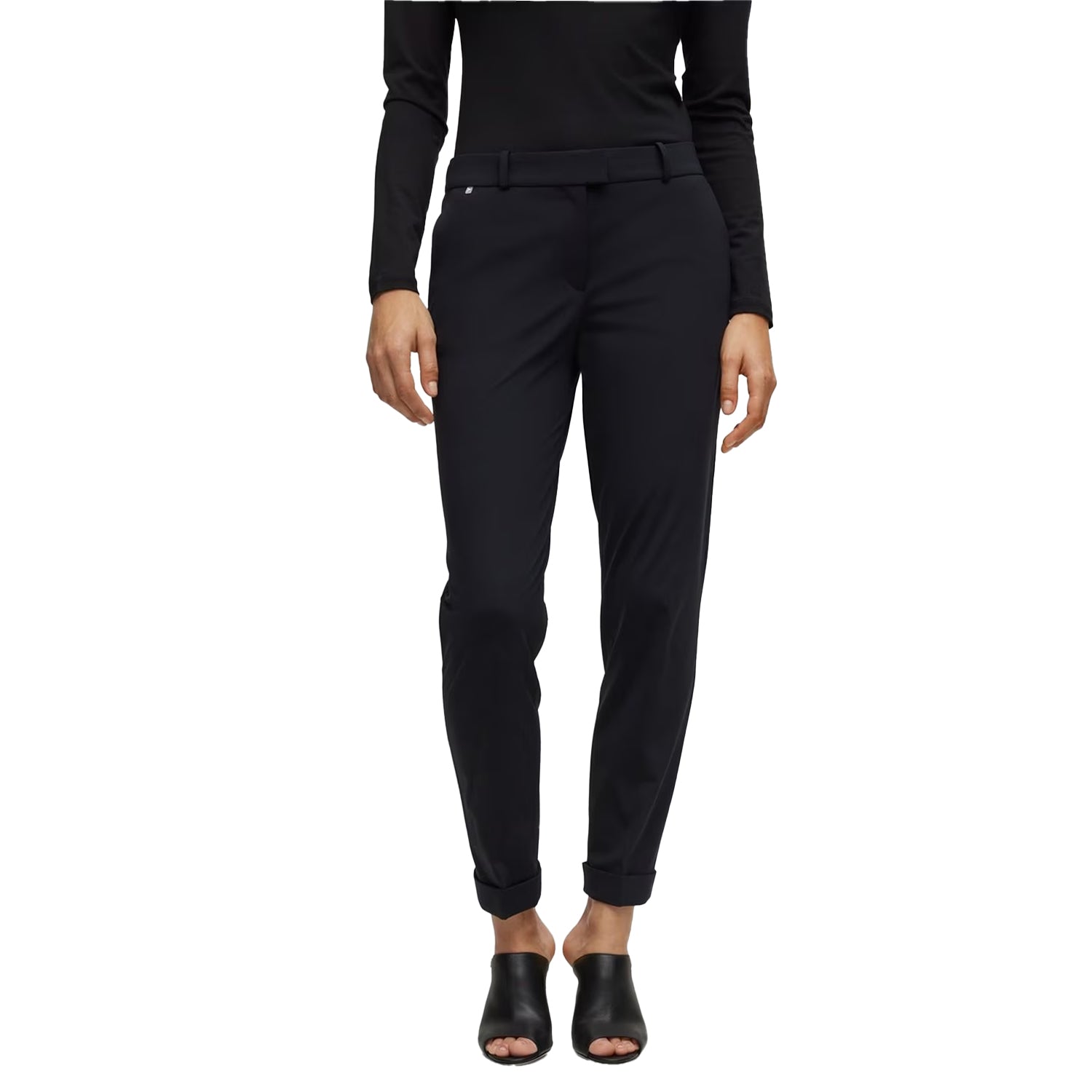 Black - Lifestyle - Boss Womens-Ladies Plain Straight Chinos