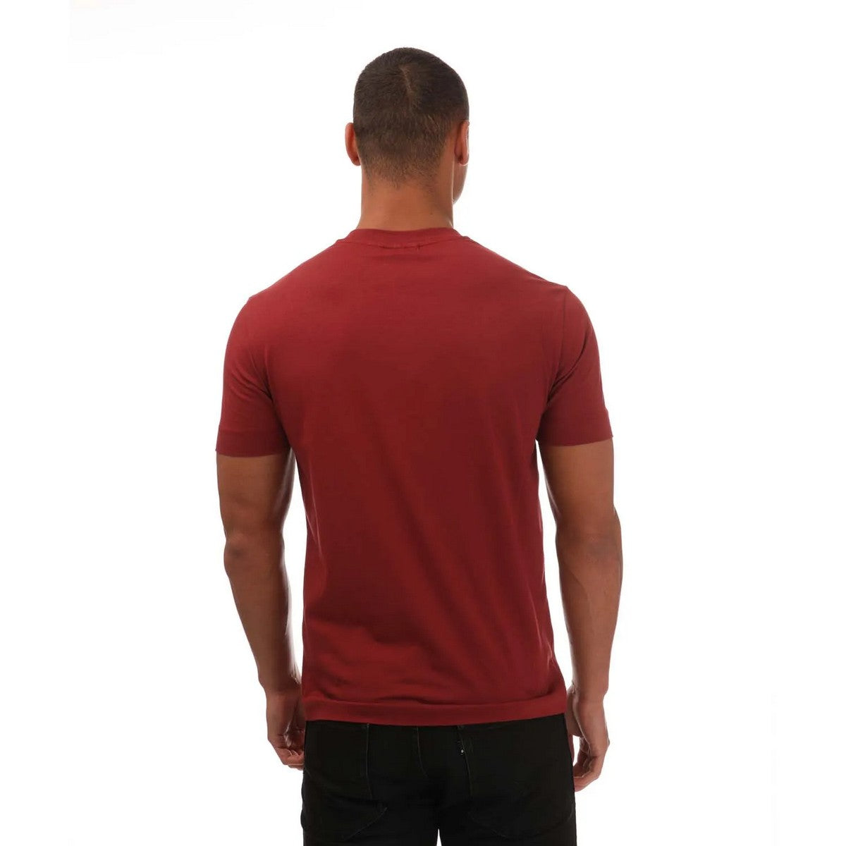 Burgundy - Back - Armani Mens Regular T-Shirt