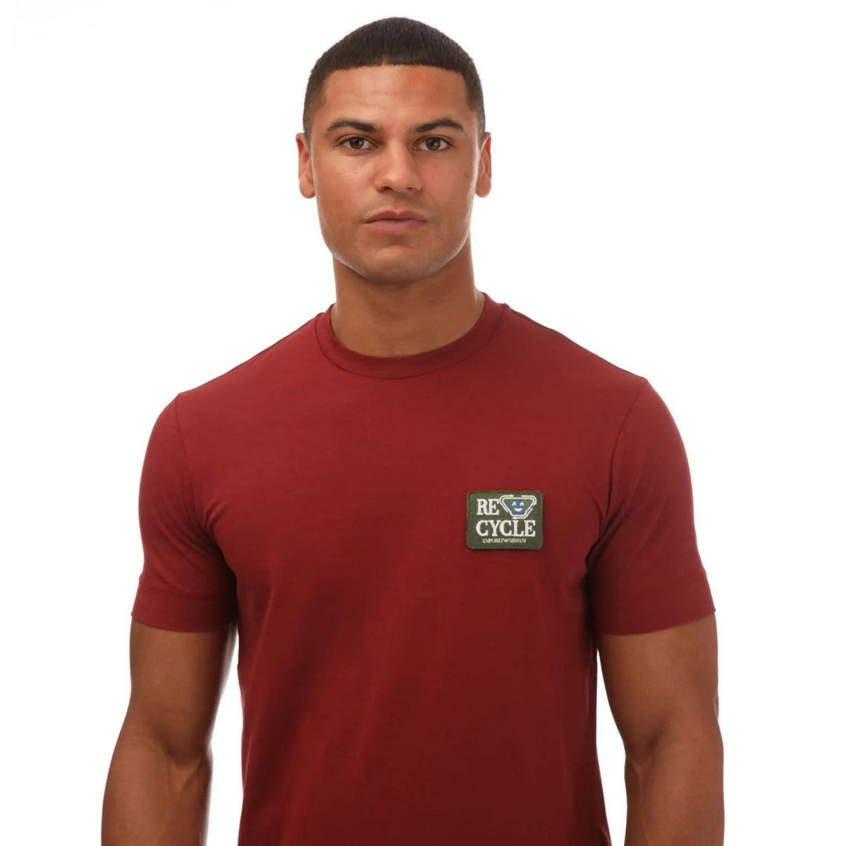 Burgundy - Side - Armani Mens Regular T-Shirt