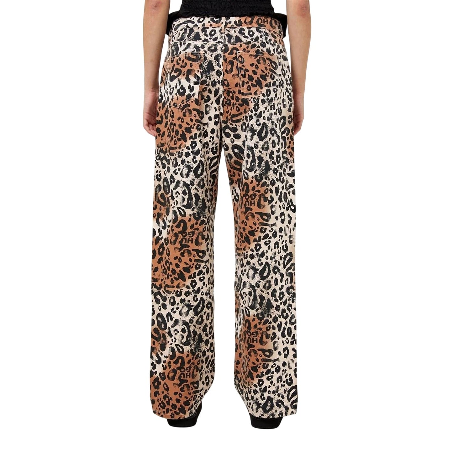 Multicoloured - Back - Hugo Womens-Ladies Hisanna Leopard Print Wide Leg Trousers
