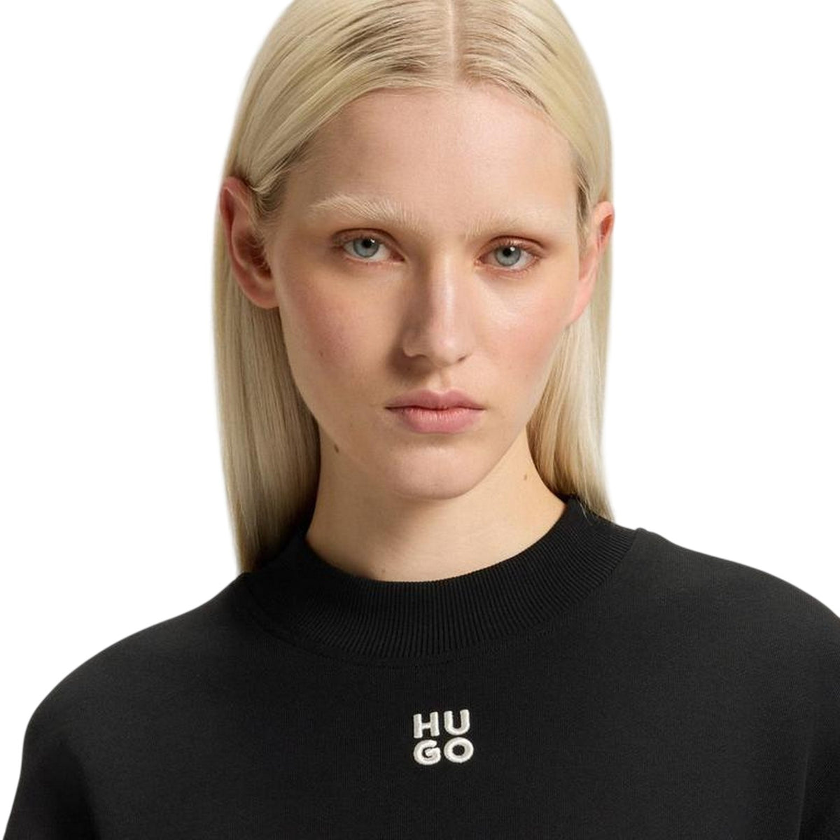 Black - Side - Hugo Womens-Ladies Logo Hoodie