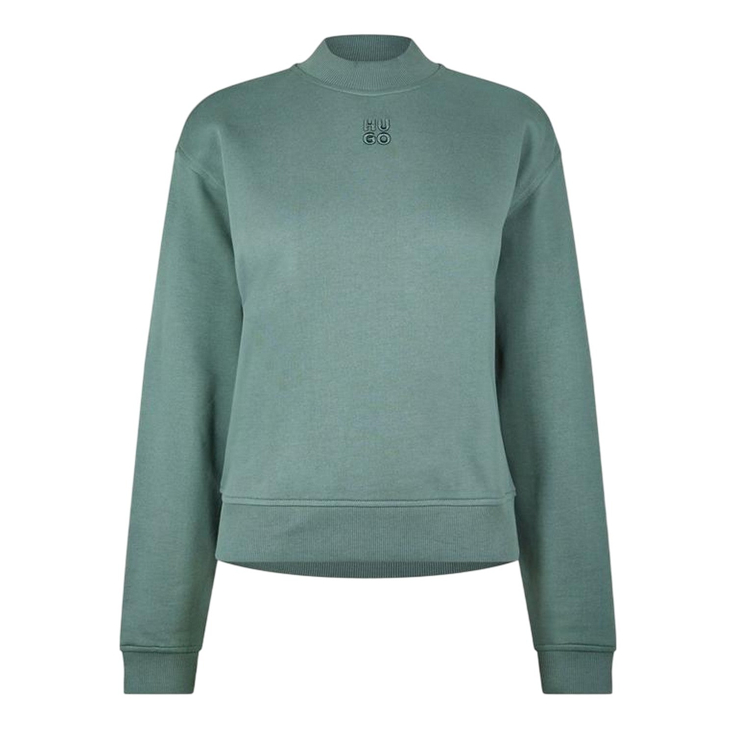 Green - Front - Hugo Womens-Ladies Logo Hoodie