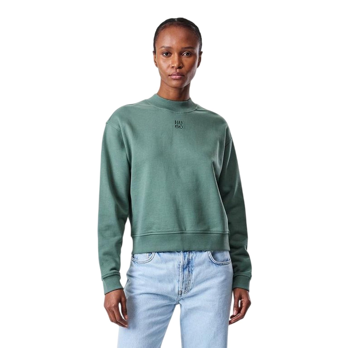 Green - Side - Hugo Womens-Ladies Logo Hoodie
