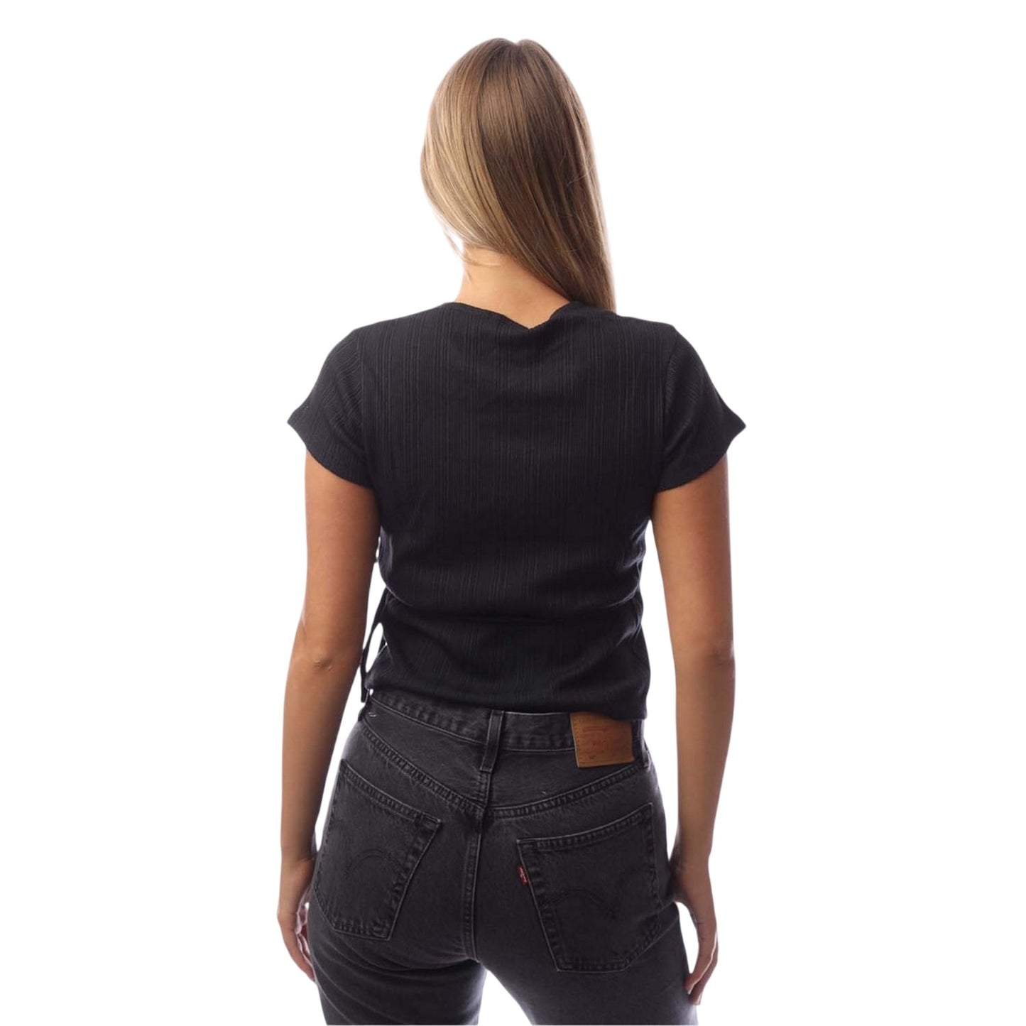 Caviar - Back - Levis Womens-Ladies V Neck Short-Sleeved Wrap Top