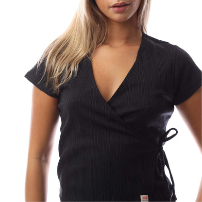 Caviar - Side - Levis Womens-Ladies V Neck Short-Sleeved Wrap Top