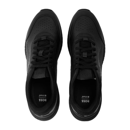 Black - Side - Boss Mens Titanis Leather Running Trainers
