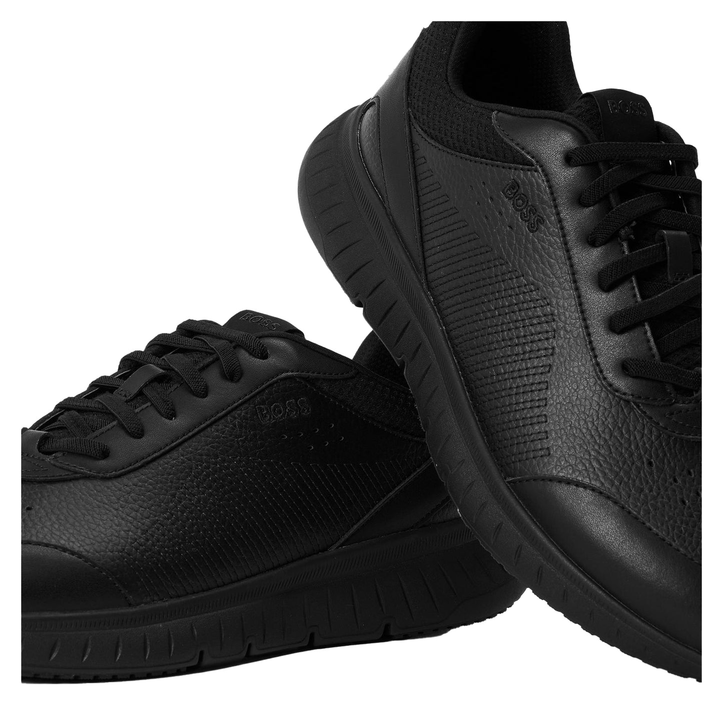Black - Lifestyle - Boss Mens Titanis Leather Running Trainers