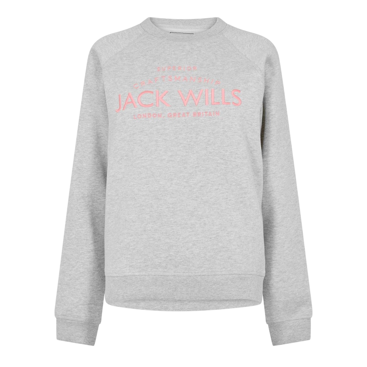 Grey Marl - Back - Jack Wills Womens-Ladies Hunston Graphic Crew Neck Sweatshirt
