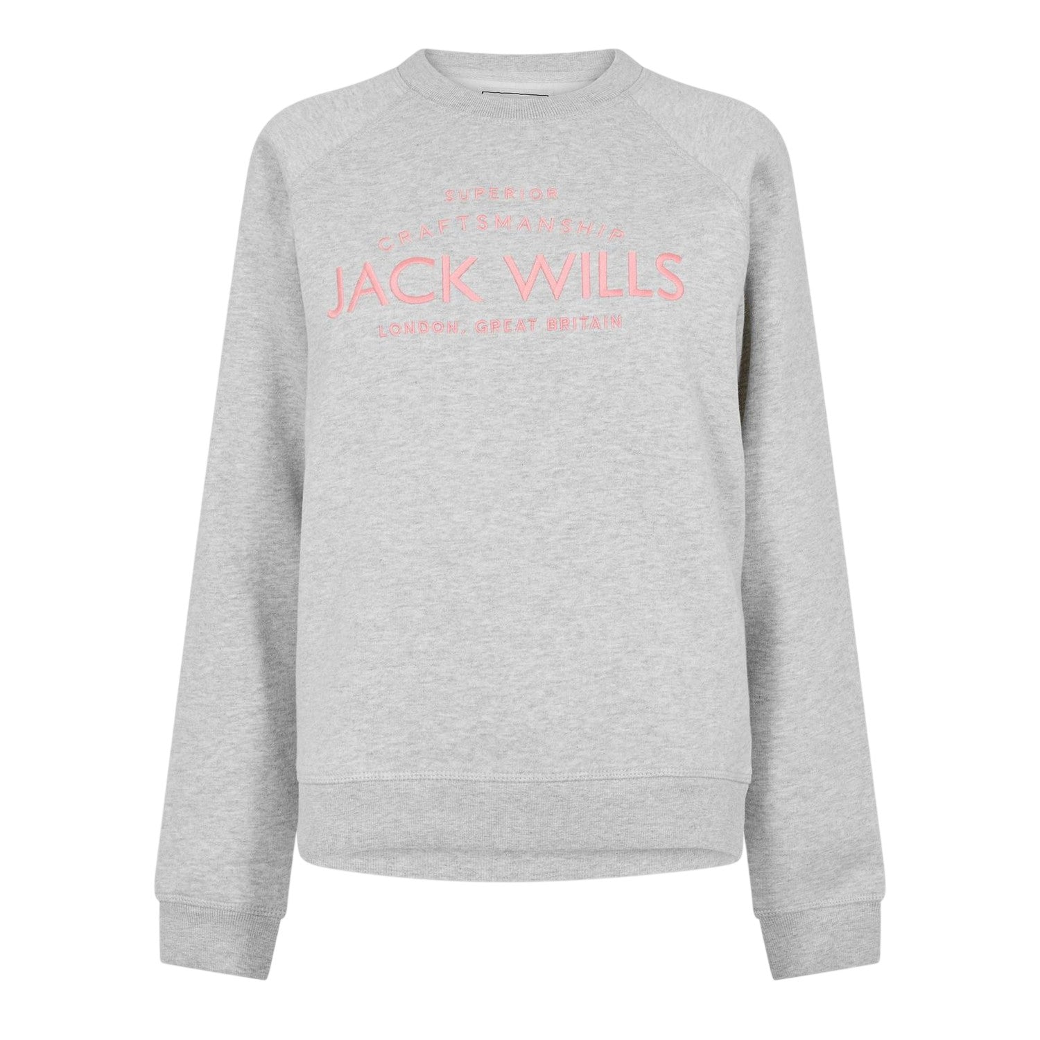 Grey Marl - Back - Jack Wills Womens-Ladies Hunston Graphic Crew Neck Sweatshirt